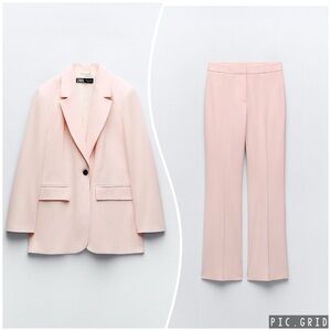 Zara set straight cut blazer and flared full length pants